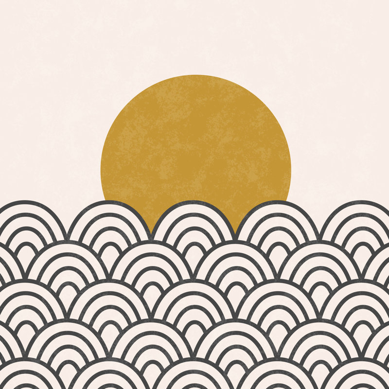 Sun Waves Black Ochre par Pauline Stanley - reproduction d'art sur toile tendue, Non, H 12 po x l 12 po, Toile encadrée noire