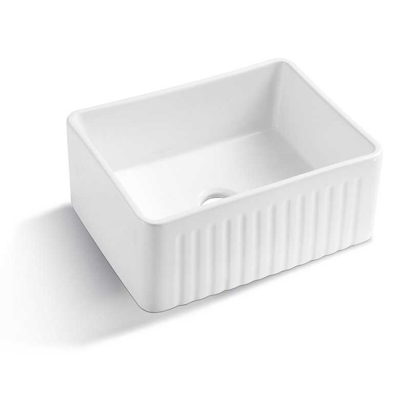 Évier de cuisine à simple cuve en céramique blanche Topcraft