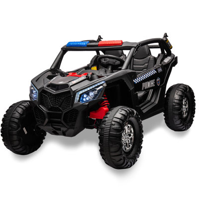 4WD 24V Ride on UTV for Two Kids – Equipped with Remote Control, 4 Shock Absorbers, Plush Leather Seats, Music, and LED Lights. This Powerful Electric Vehicle is Built As a 24V Ride-on Toy