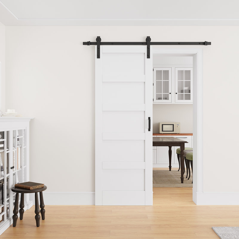 Porte de grange coulissante en bois 30 po x 84 po avec surface en PVC, toute la quincaillerie d'installation est incluse