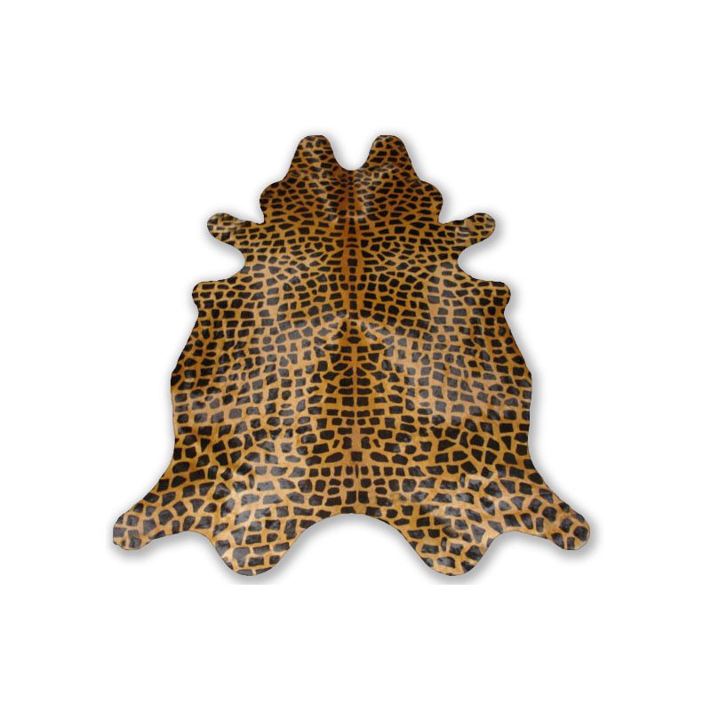 Tapis en cuir de vache à imprimé girafe - Tapis en cuir véritable