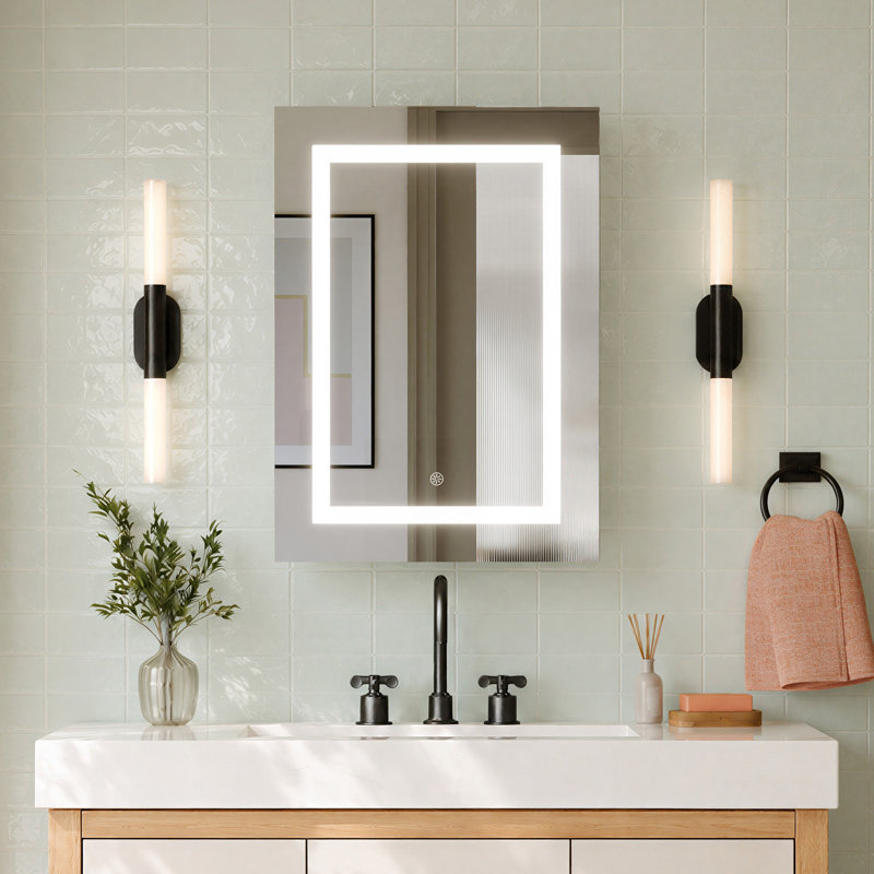 Armoires à pharmacie à DEL avec miroirs et 2 tablettes réglables, H 28 po x l 20 po x P 6 po