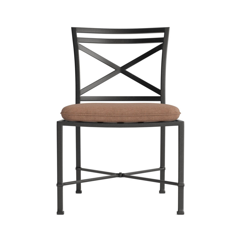 Venetian Outdoor Dining Side Chair, Fusion Clay, Textured Pewter, Brown