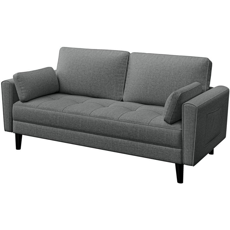 2 Seater Linen Loveseat, Dark Grey