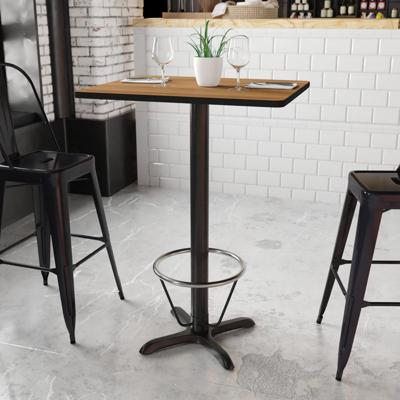 Plateau de table rectangulaire en stratifié basque et base à pied basque, H 43,125 po x l 24 po x p 30 po
