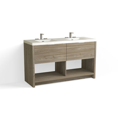 Vista 60" W Freestanding Double Bathroom Vanity