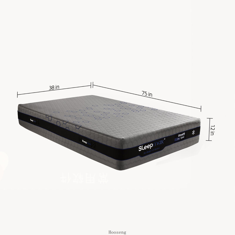 Matelas hybride rafraîchissant ferme de 30 cm (12 po) pour lit simple, infusé de gel, de bambou, de charbon, de thé vert et de mousse de cuivre