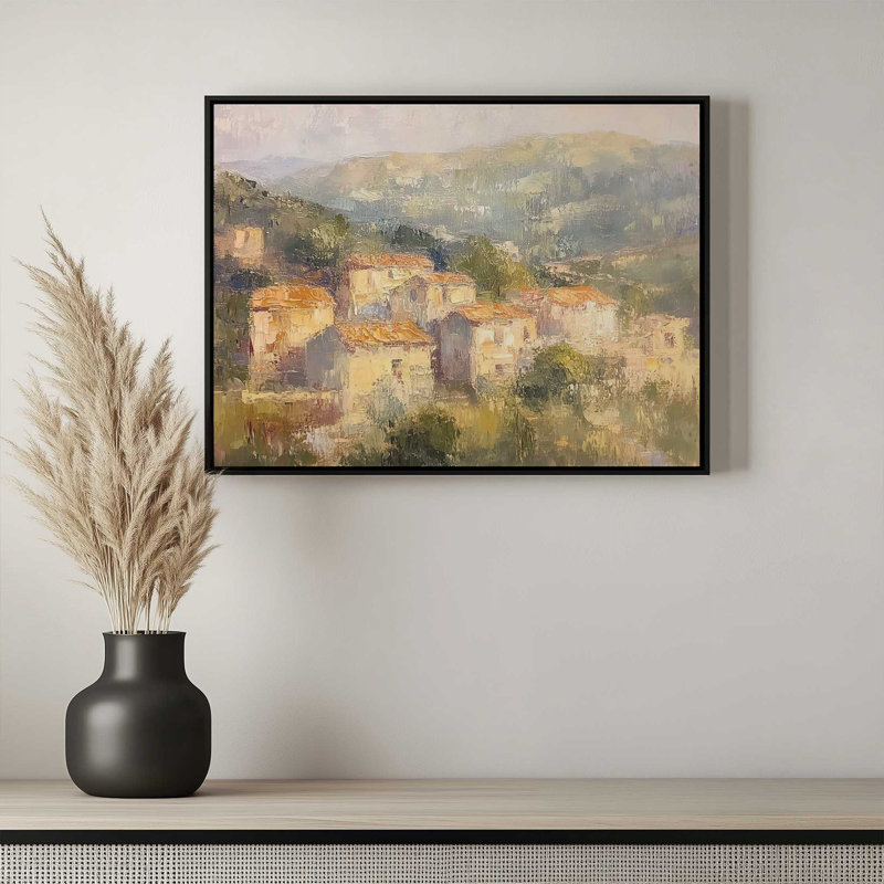 Reproduction d'art campagne italienne par Heidi Kuntz, L 32 po x H 24 po, Brun, Toile avec cadre