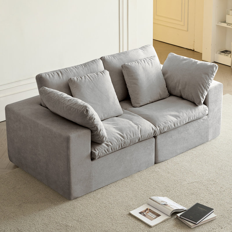 Canapé-lit 2 places, canapé modulaire en velours côtelé compressé gris, pour salon, éponge haute densité et canapé modulaire à conception compacte, 33D efficace