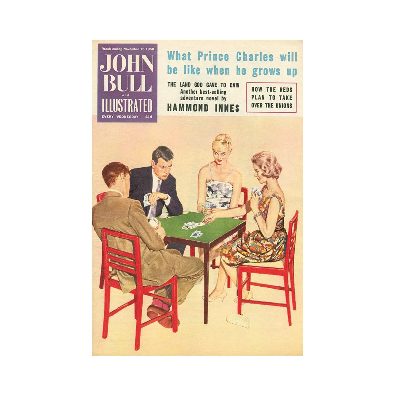 1958 John Bull Magazine Cover - Print on Canvas, Wrapped Canvas, 20.32 cm H x 30.48 cm W