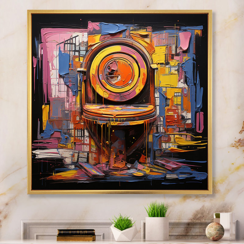 " Artistic Expression Abstract Toilet I " Mixed Media and Color Photography Print, 36" H x 36" W x 1.5" D