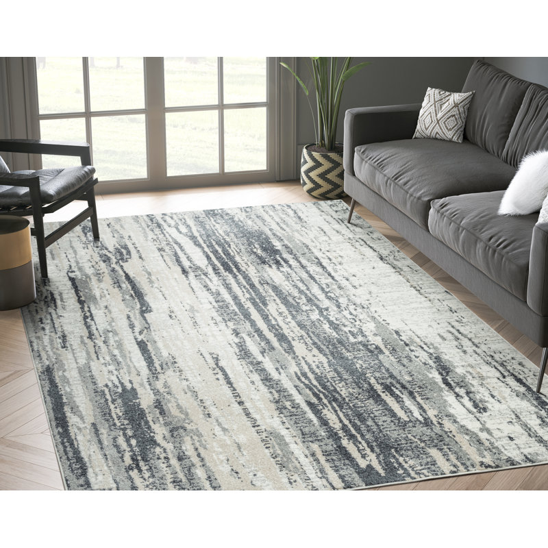 Tapis gris à motif abstrait Roselare, Rectangle 5 pi 3 po x 7 pi 6 po