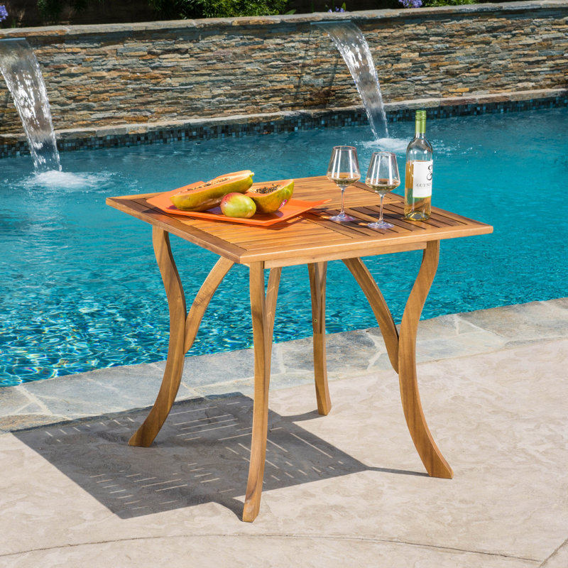Table de salle à manger d'extérieur carrée en bois d'acacia