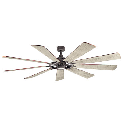 Gentry 85" 9 - Blade LED Windmill Ceiling Fan with Wall Control and Light Kit Included