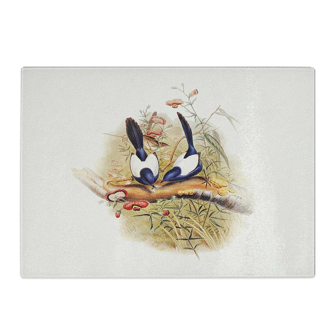 Tempered Glass Superb Warblers by Elizabeth Gould Chopping Board