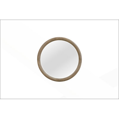 Miroir rond d'inspiration anglaise en chêne naturel avec grain de bois naturel et verre réfléchissant de haute qualité