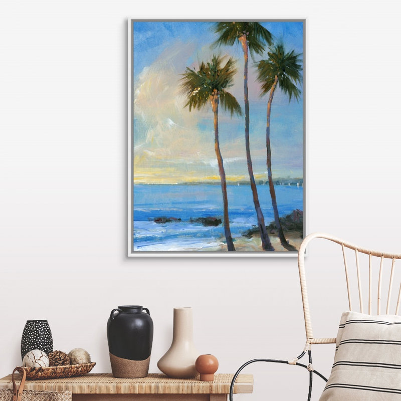 Art mural sur toile Tropical Breeze II, Toile avec cadre blanc, H 40 po x l 30 po x P 1,75 po