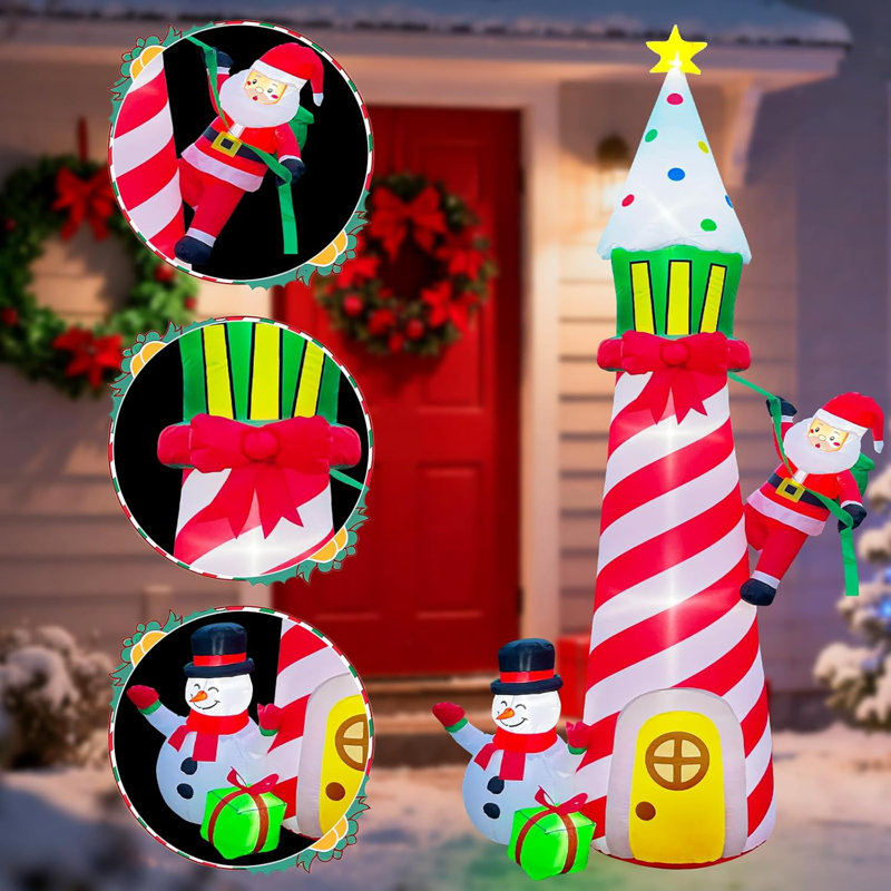 Phare gonflable de Noël de 9 pi avec décoration de Noël pour jardin de jardin extérieur