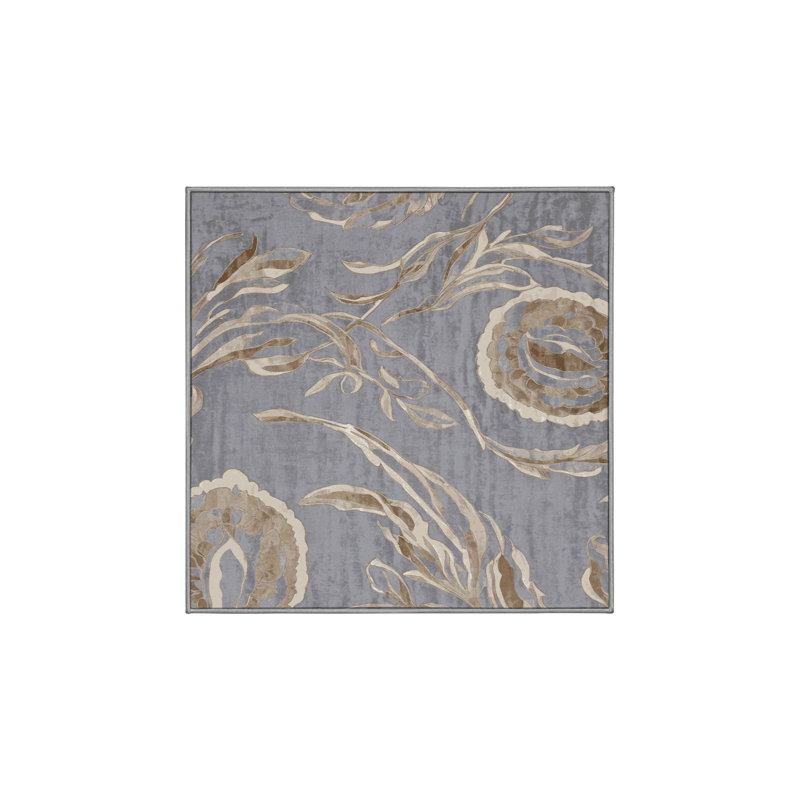 Tapis gris lavable à la machine, Carré 8 pi