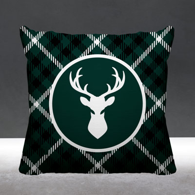 Tartan Reindeer Indoor/Outdoor Throw Pillow