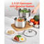 Casserole de 2,5 pte avec cuiseur à vapeur, casserole en acier inoxydable avec couvercle en verre, casserole antiadhésive polyvalente en acier inoxydable avec poignée ergonomique, compatible avec four, lave-vaisselle, cuisinière à induction