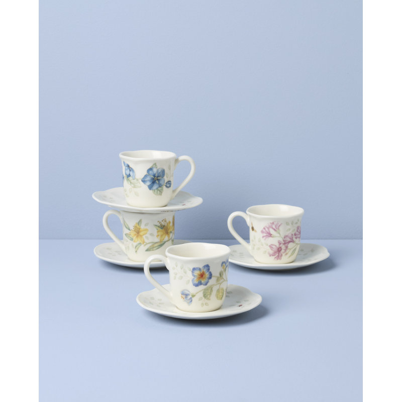 Lenox Butterfly Meadow Espresso Cup & Saucer, Set of 4