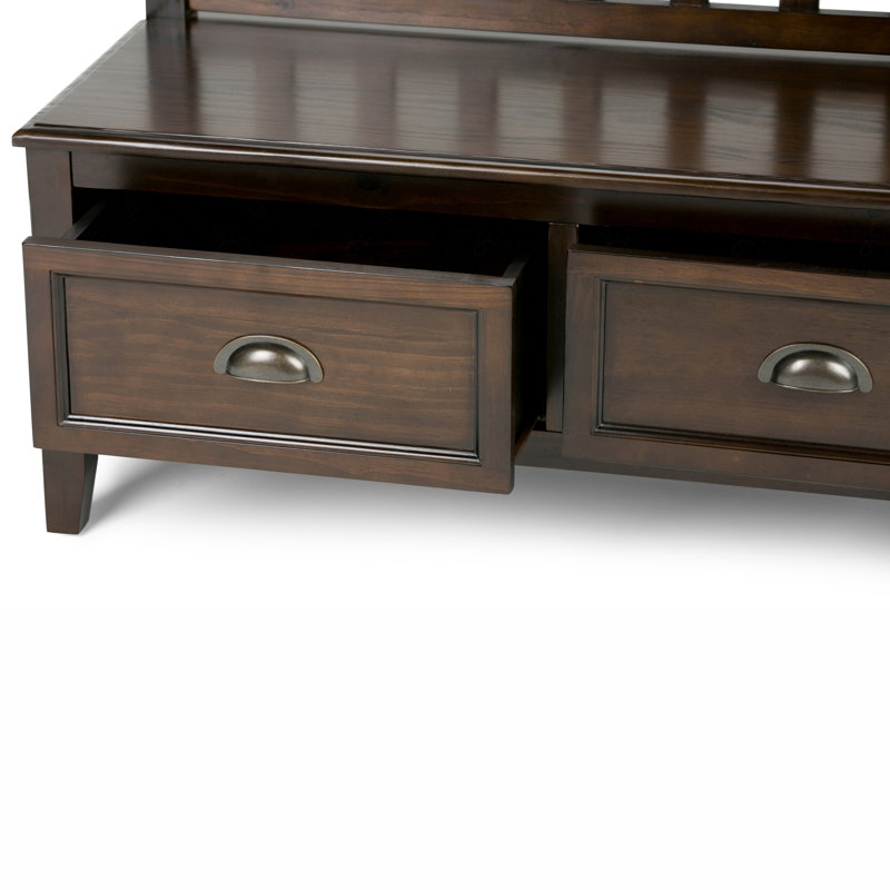 Entryway Storage Bench with Drawers, Dark Brown