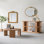 Table basse ronde D32 x 16,5 po avec pieds courbés et placage de frêne brun