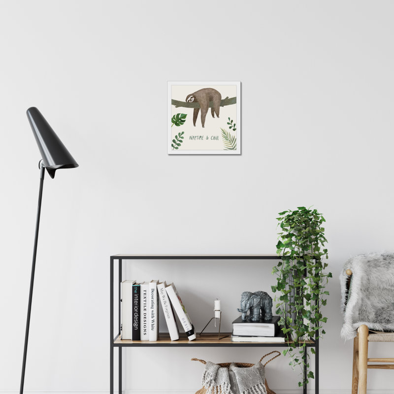Sloth Sayings II by Victoria Borges - Wrapped Canvas Painting Print, 34cm H x 34cm W, White Framed Paper Print