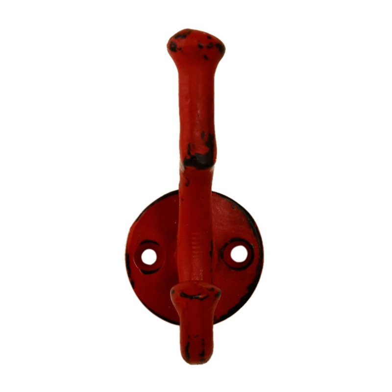 Hollifield Iron Wall Hook, Distressed Red
