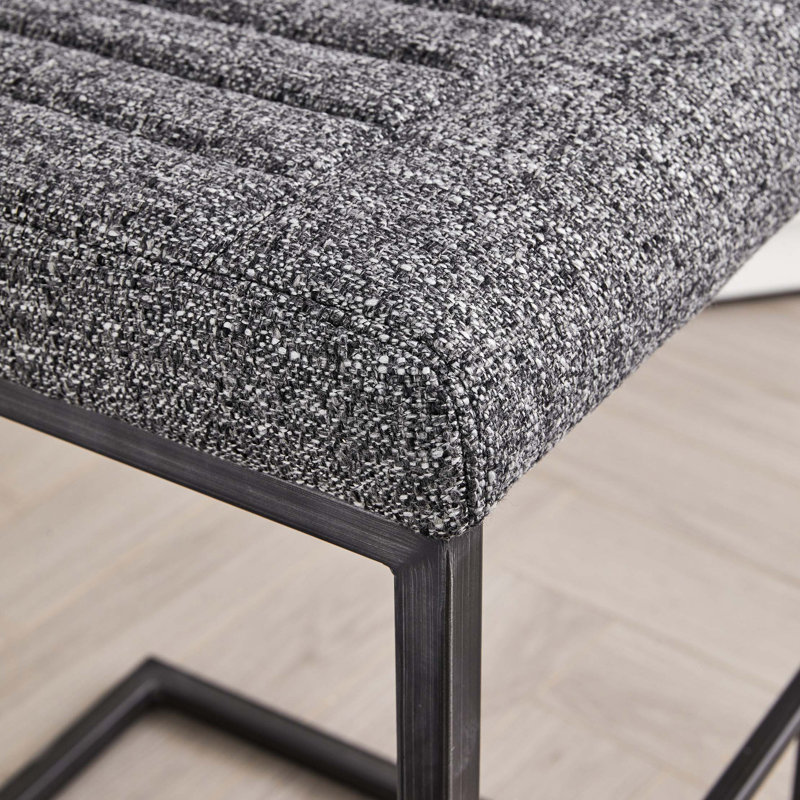 Bar Stool - Speckled Textured Fabric with Vertical Tufted Backrest, , Sturdy Metal Frame & Footrest for Kitchen Island & Home Bar,2 Sets