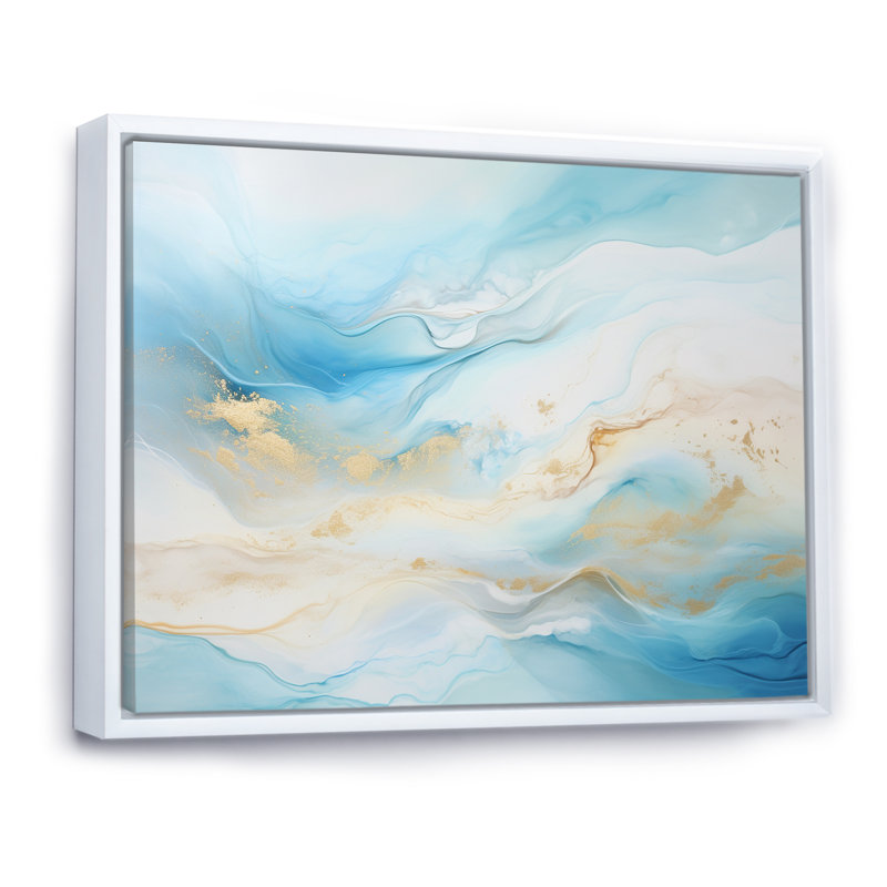 " Liquid Sky Charm Echoes I ", White Floater Framed, 12" H x 20" W