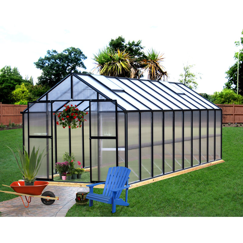 8 ft. x 16 ft. Black Aluminum and Polycarbonate Greenhouse