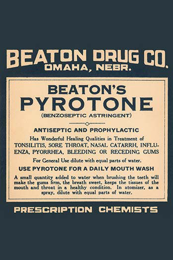 Publicité rétro de beaton pyrotone, H 42 po x l 28 po