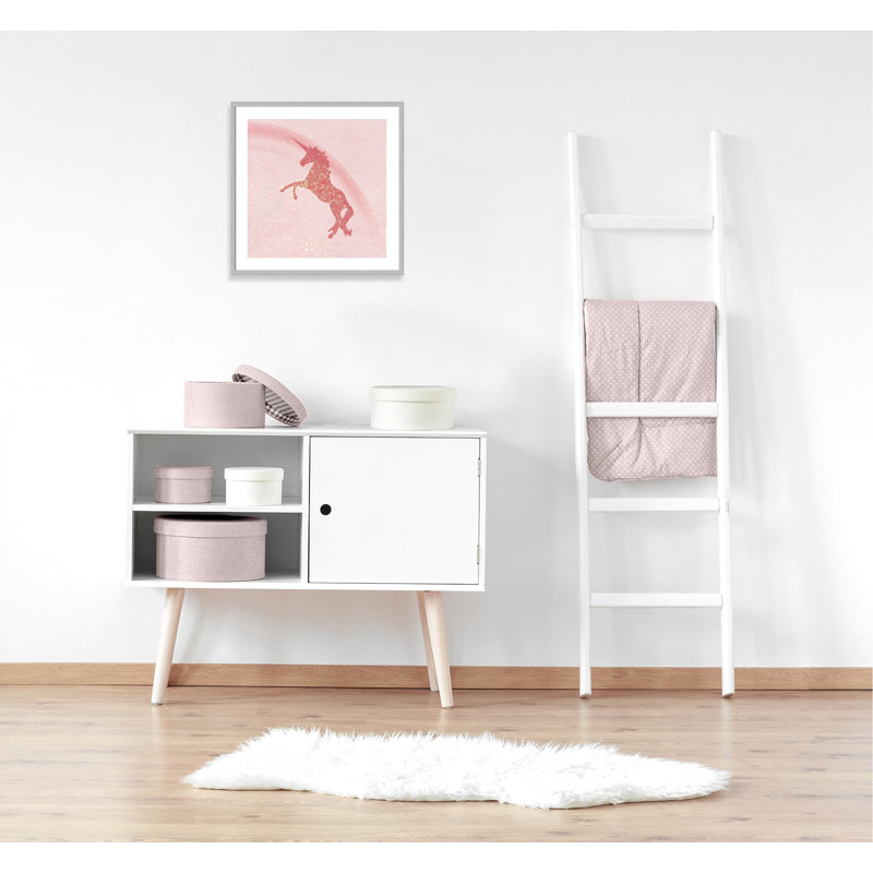 Paillettes licorne 2, H 27,5 po x l 27,5 po x P 1,19 po, Encadré de boîte argent