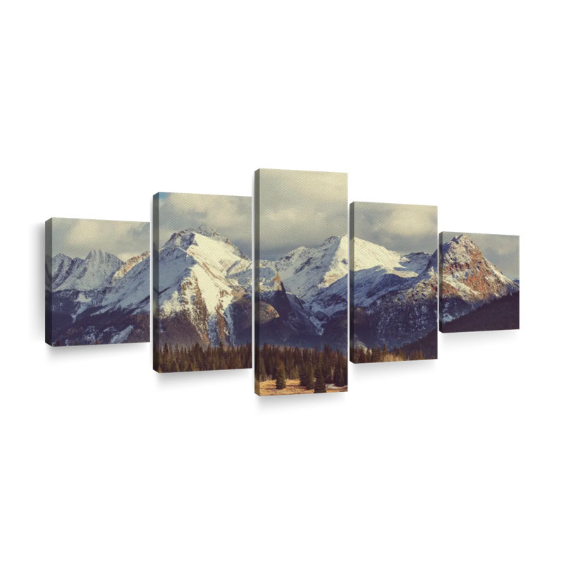Rocky Mountains - Ensemble de 5 toiles tendues, H 24 po x l 55 po x P 1,25 po