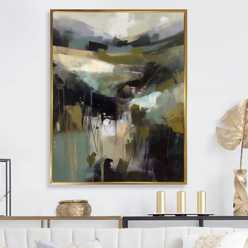«Herzig Abstract Delicate Brushstroke III», reproduction, H 20 po x l 12 po x P 1 po, Cadre flottant doré