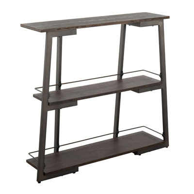 Converge Industrial Bookcase In Antique Steel And Espresso Bamboo By Lumisource