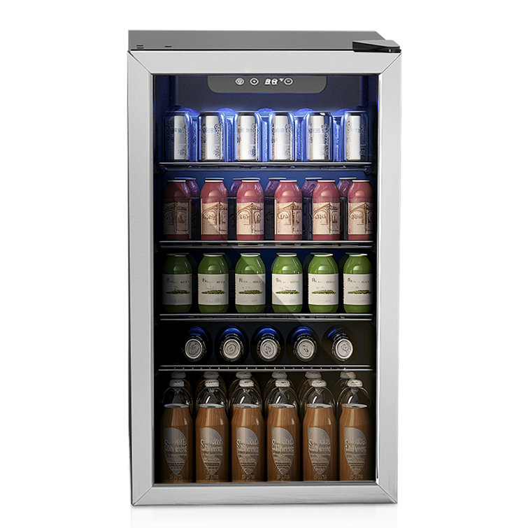 Simzlife 126 Cans 3.2 Cubic Feet Freestanding/Built-in Beverage Refrigerator with Glass Door