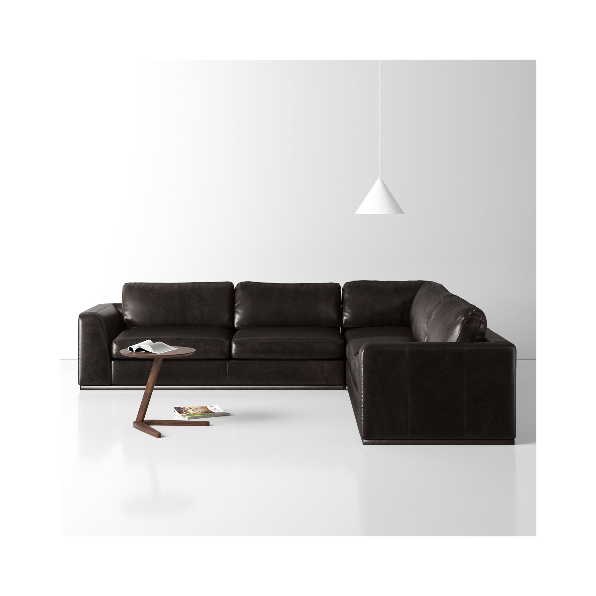 Berger Upholstered L-Sectional, Heirloom Cigar-Aged Sienna