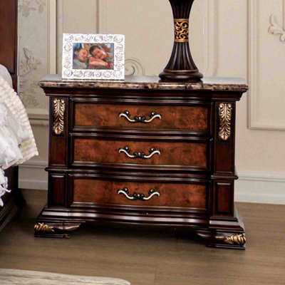 Table de chevet en pierre frittée de style traditionnel 1Pc avec port USB