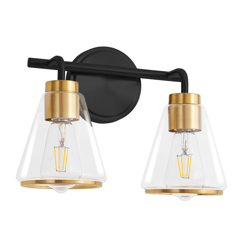 Luminaire de meuble-lavabo à intensité variable 3 lumières Modern Aniwa, Or / noir mat, 2