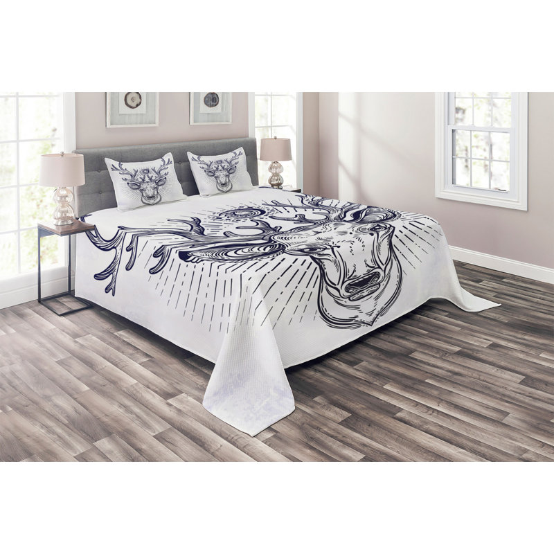 Rustic Polyester Coverlet, King Bedspread + 2 Shams