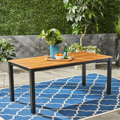 Table d'extérieur en bois avec supports en fer, l 71,52 po x H 30 po x P 34 po