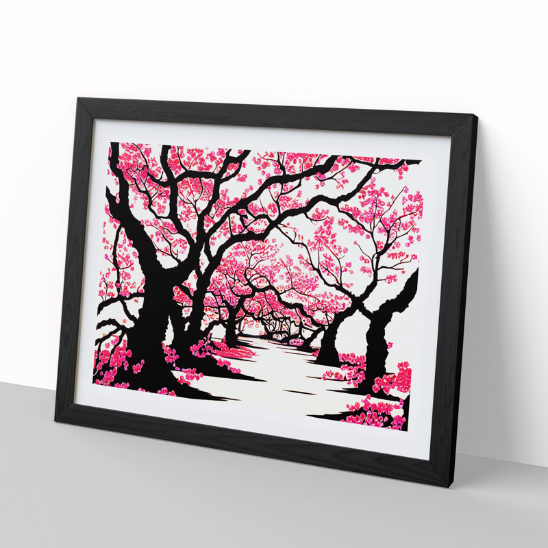 Classic Cherry Blossom Trees - Framed Print, Black Framed, 34cm H x 46cm W x 2cm D