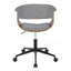 Chaise de bureau rétro Mid-Century moderne en métal noir, bois de noyer et tissu gris clair par Lumisource-2007846413-2007846412