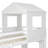 Topanga Twin Over Full House Bunk Bed Frame with Playhouse Roof, Windows and Reversible Ladder-865991881