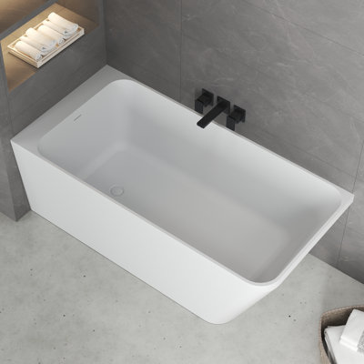 Forma 59'' Corner Freestanding Bathtub Solid Surface Soaking Tub