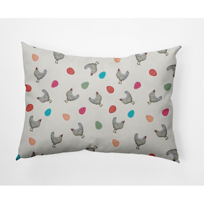 E By Design Chickens And Eggs Easter Decorative Rectangular Pillow Cover & Insert In Whisper White