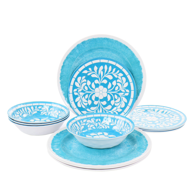 Melamine Dinnerware Set 12 Piece - Service for 4, Teal